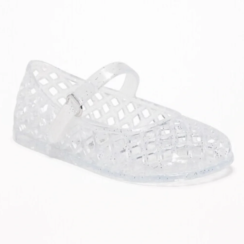 Sparkly Clear Basket Weave Jelly Ballet Shoes